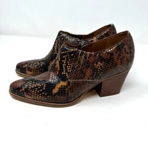 Sarto by Franco Sarto Camella Leather Ankle Booties 6.5 Red Brown Snake Western